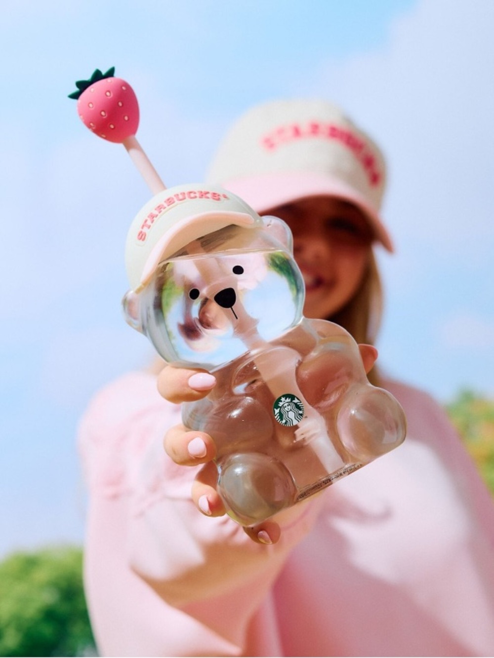 2026 Starbucks Pink Bearista Bear Glass Cold Cup - Picture 2 of 7